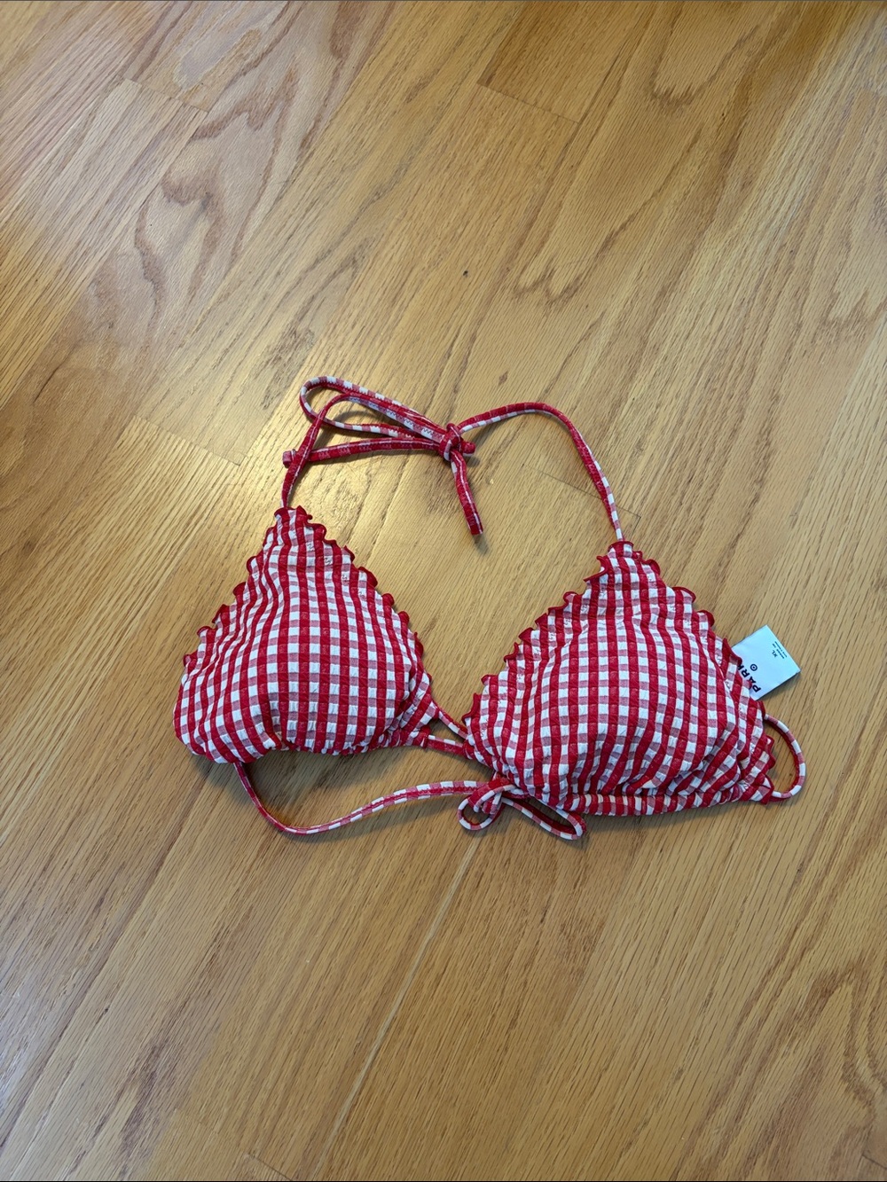 Parke x Target Red Gingham Lettuce Edge Bikini Top XL NWOT